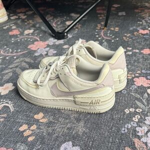 Nike Air Force 1 Shadow Sneakers in White, Cream, and Lavender